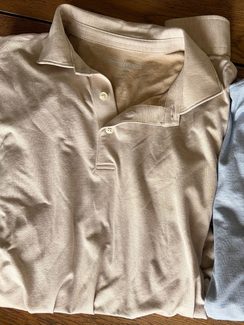 Lot of 2 Johnston & Murphy Men's 100% Cotton Knit Button Down Shirts Medium M